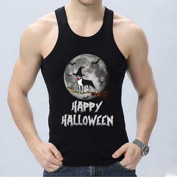 Boston Terrier Witch Happy Halloween Dog Lover Shirt Bat Shirt 3