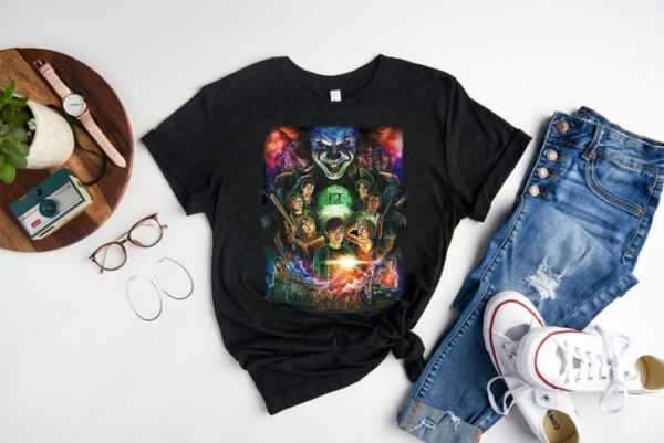 Halloween Characters Poster Shirt, Halloween Characters Shirt, Horror Pennywise Poster Shirt, Horror It Shirtcoffin Shirt 1