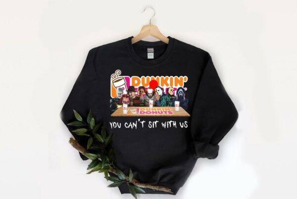 Horror Character Dunkin’ Donuts You Can’t Sit With Us Halloween Shirt, Dunkin’ Donuts You Can’t Sit With Us Shirt scarecrow Shirt 2