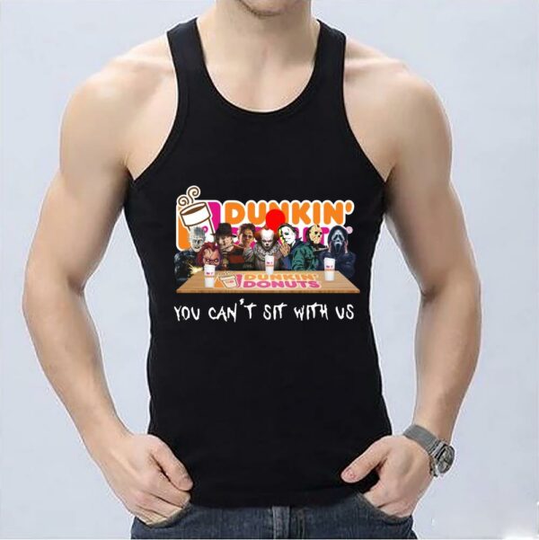 Horror Character Dunkin’ Donuts You Can’t Sit With Us Halloween Shirt, Dunkin’ Donuts You Can’t Sit With Us Shirt scarecrow Shirt 3