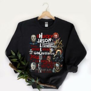 Horror Scary Movie Killer Character Halloween Shirt, Horror Characters Mashup Halloween Shirt, Horror Firends Shirt tombstone Shirt 5