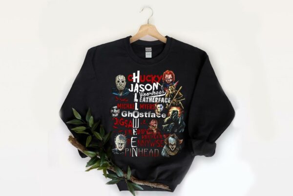 Horror Scary Movie Killer Character Halloween Shirt, Horror Characters Mashup Halloween Shirt, Horror Firends Shirt tombstone Shirt 2