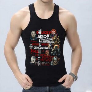 Horror Scary Movie Killer Character Halloween Shirt, Horror Characters Mashup Halloween Shirt, Horror Firends Shirt tombstone Shirt 6