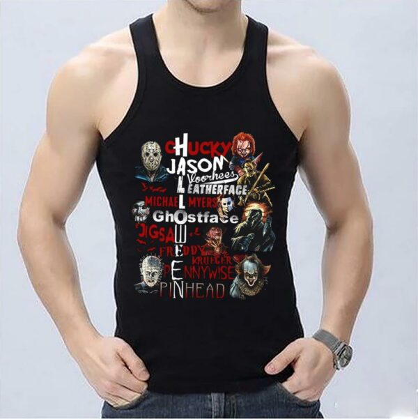 Horror Scary Movie Killer Character Halloween Shirt, Horror Characters Mashup Halloween Shirt, Horror Firends Shirt tombstone Shirt 3