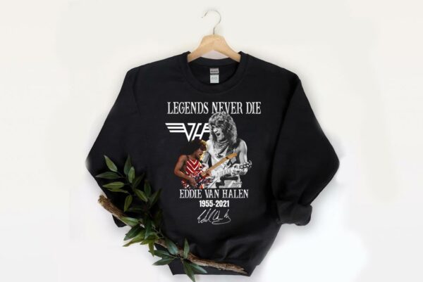 Hot 65aniversary Van Halen Shirt, Legends Never Die Eddie Van Halen 1955 2020 Signature Shirt 2