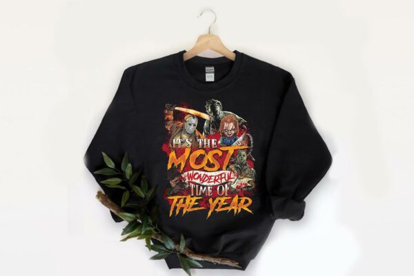 Jason Michael Freddy Chucky Shirt, Horror Characters Mashup Shirt, Most Wonderful Time Of The Year Horror shirt werewolf Shirt 2