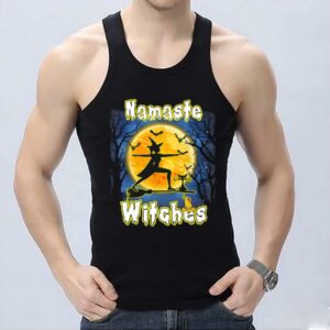Namaste Witches Flying shirt, Nice Yoga Namaste Witches Halloween Yoga Shirt 6