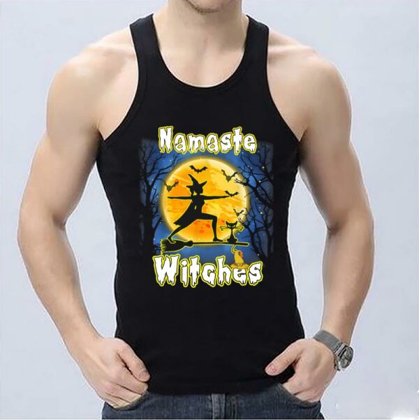Namaste Witches Flying shirt, Nice Yoga Namaste Witches Halloween Yoga Shirt 3