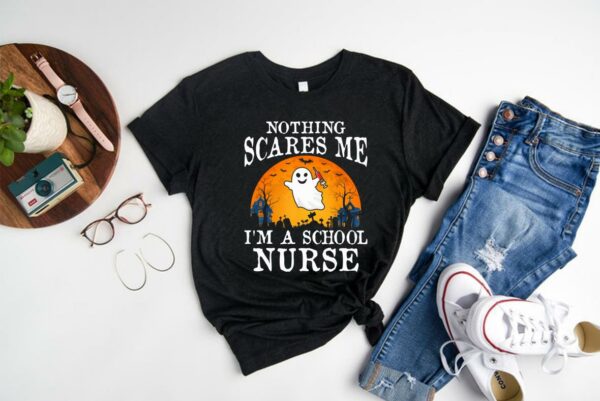 Nothing Scares Me I'm A School Nurse Halloween Costume tombstone Shirt 1
