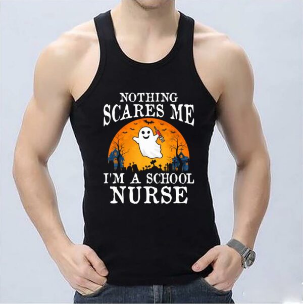 Nothing Scares Me I'm A School Nurse Halloween Costume tombstone Shirt 3