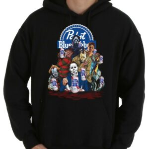Pabst Blue Ribbon Horror Movie Characters Shirt, Horror Halloween Pabst Blue Ribbon Halloween Shirt skeleton Shirt 7