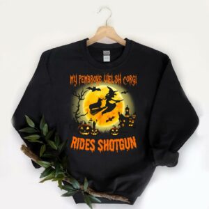 Rides Shotgun Halloween Shirt, Top My Pembroke Welsh Corgi Rides Shotgun Halloween Shirt 5