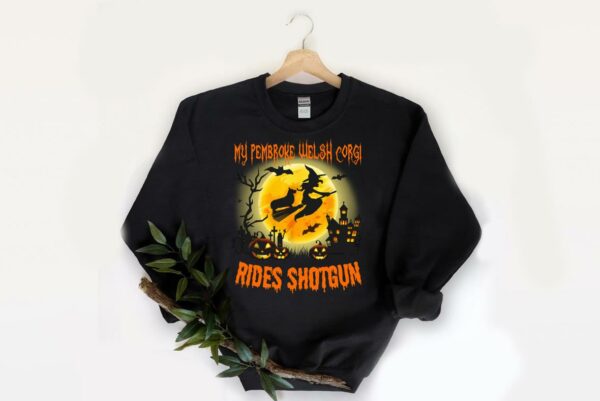 Rides Shotgun Halloween Shirt, Top My Pembroke Welsh Corgi Rides Shotgun Halloween Shirt 2