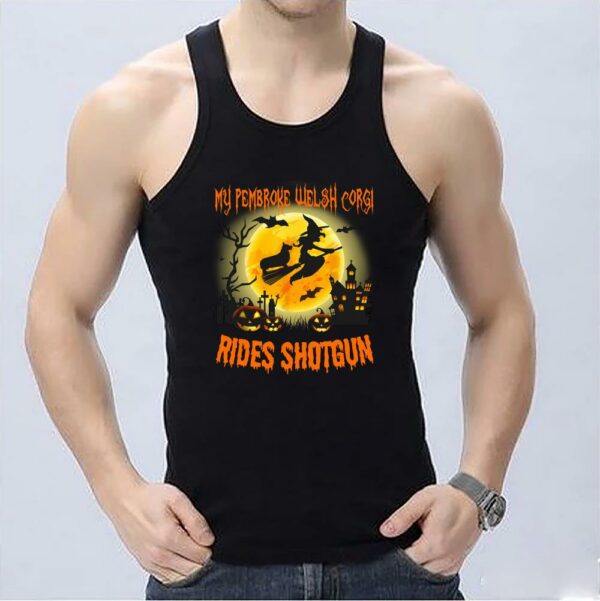 Rides Shotgun Halloween Shirt, Top My Pembroke Welsh Corgi Rides Shotgun Halloween Shirt 3