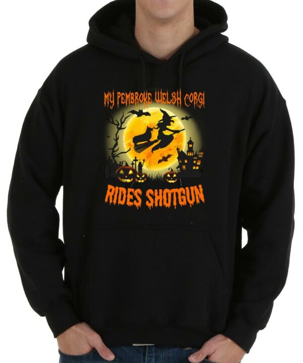 Rides Shotgun Halloween Shirt, Top My Pembroke Welsh Corgi Rides Shotgun Halloween Shirt 4