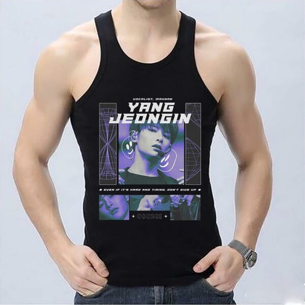 STRAY KIDS Yang Jeongin Black Unisex Kpop Shirt, kpop inspired clothing Shirt, Yang Jeongin Graphic tee shirt 3