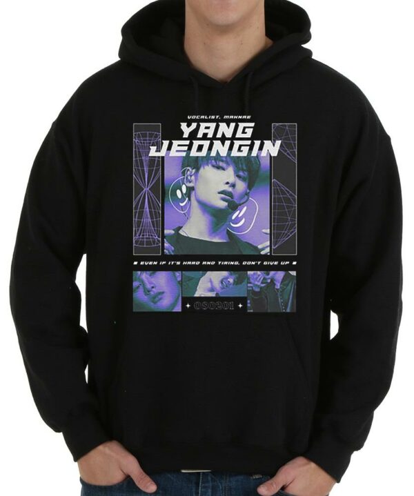 STRAY KIDS Yang Jeongin Black Unisex Kpop Shirt, kpop inspired clothing Shirt, Yang Jeongin Graphic tee shirt 4
