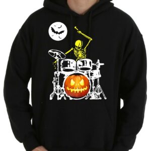 Skeleton Drummer Pumpkin Happy Halloween cemetery Shirt 7