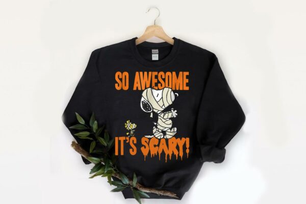 So awesome it's scary Shirt, Funny Peanuts Halloween Snoopy Scary Mummy Shirt 2