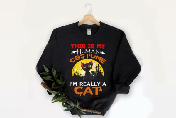 This is my HUMAN COSTUME I'm Really a CAT Halloween mummy Shirt 2