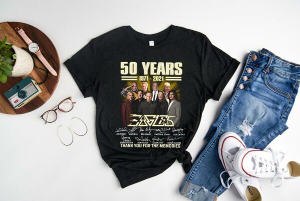 Trending 50 Years 1971 2021 Of The Eagles Signature Thank You For The Memories Shirt 1