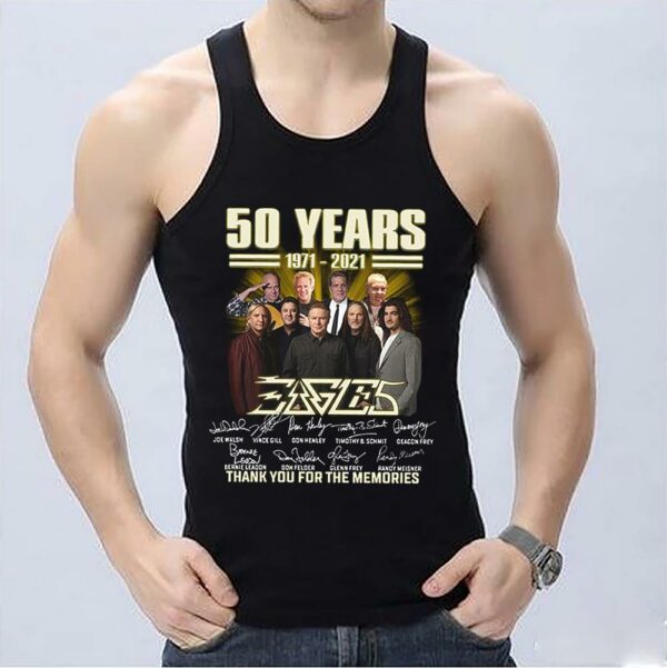 Trending 50 Years 1971 2021 Of The Eagles Signature Thank You For The Memories Shirt 3