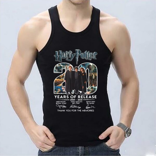 Vintage 20th Harry Potter Shirt, Harry Potter 20 years of release 2001-2021 signatures thank you for the memories shirt 3