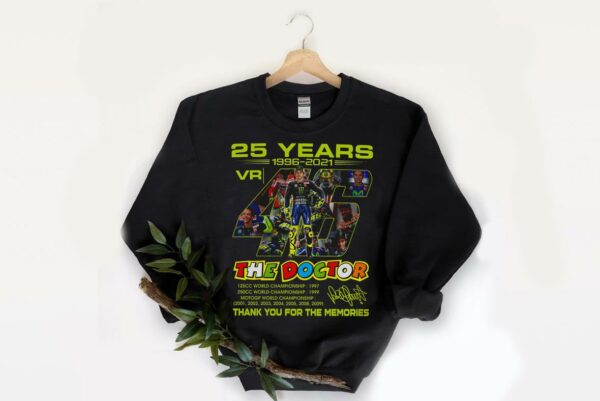 Vintage 25 Years 1996 2021 Valentino Rossi The Doctor Thank You For The Memories Signature Shirt, Valentino Shirt 2