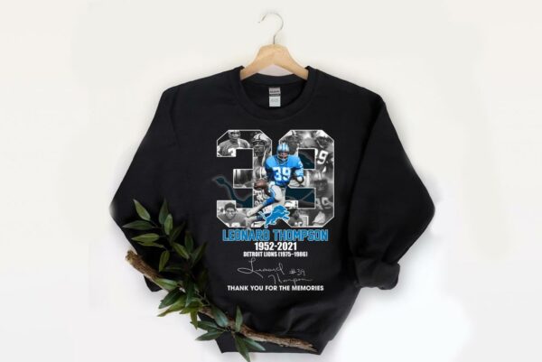 Vintage 33 Leonard Thompson 1952-2021 Detroit Lions 1975-1986 Thank You Memories Signature Shirt, Thompson Shirt 2
