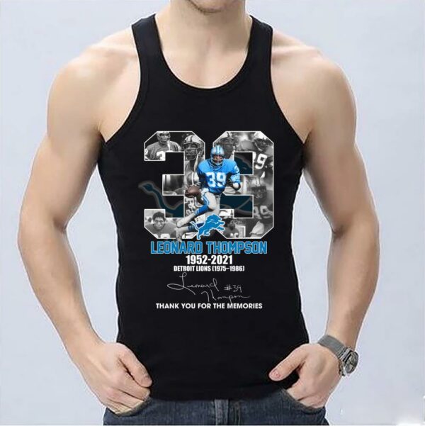 Vintage 33 Leonard Thompson 1952-2021 Detroit Lions 1975-1986 Thank You Memories Signature Shirt, Thompson Shirt 3