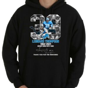 Vintage 33 Leonard Thompson 1952-2021 Detroit Lions 1975-1986 Thank You Memories Signature Shirt, Thompson Shirt 7
