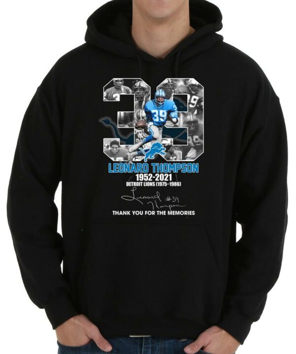 Vintage 33 Leonard Thompson 1952-2021 Detroit Lions 1975-1986 Thank You Memories Signature Shirt, Thompson Shirt 4