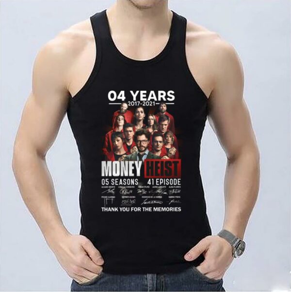 Vintage 4 Years 2017-2021 Money Heist 05 Seasons 41 Episode Signatures Shirt, 41 Money Heist Shirt 3