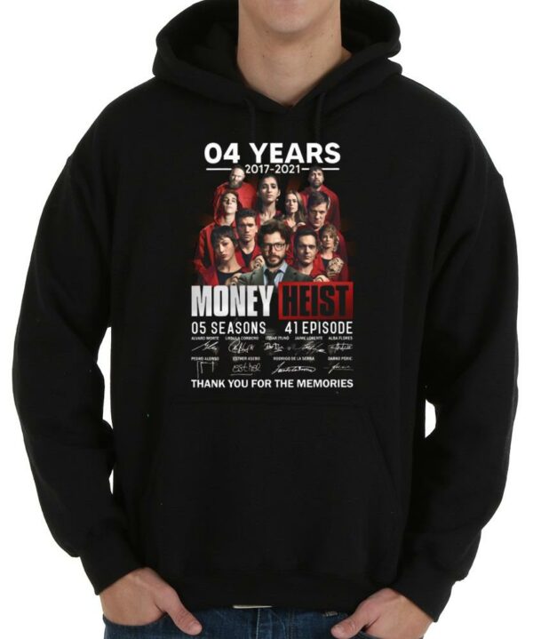 Vintage 4 Years 2017-2021 Money Heist 05 Seasons 41 Episode Signatures Shirt, 41 Money Heist Shirt 4