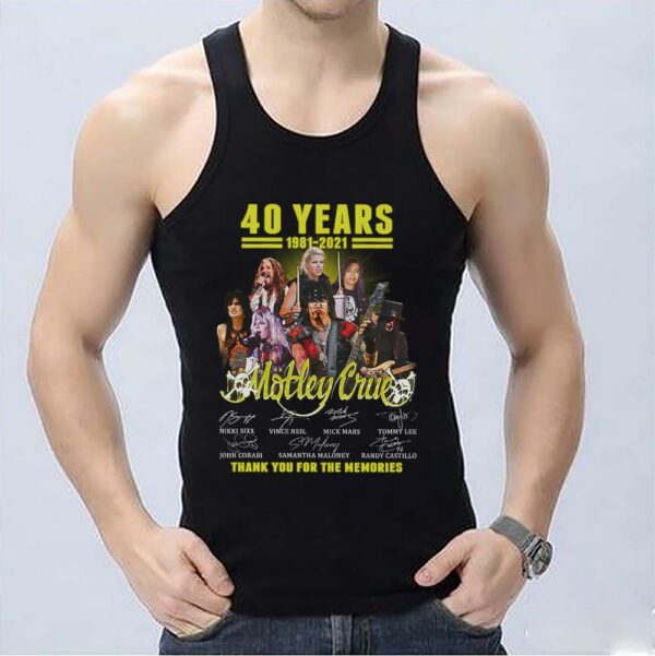 Vintage 40 Years 1981 2021 Motley Crue Thank You For The Memories Signatures Shirt, Crue Shirt 3