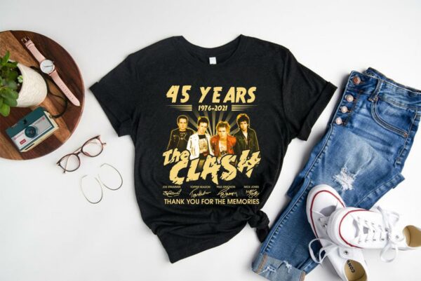 Vintage 45 Years 1976-2021 The Clash Thank You For The Memories Signatures Shirt, The Clash Shirt 1