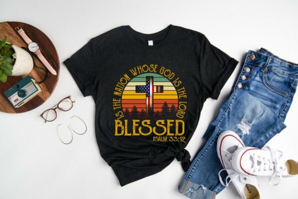 Vintage American Flag Psalm 33 12 Blessed Is The Nation Whose God Is The Lord Vintage Shirt 1