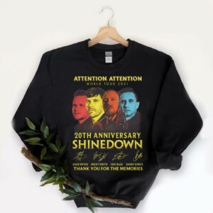 Vintage Attention World Tour Shirt, Attention World Tour 2021 20th Anniversary Shinedown Thank Memories Signatures Shirt 5