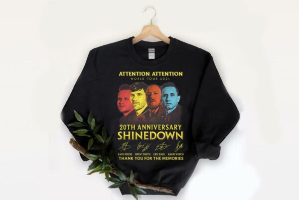 Vintage Attention World Tour Shirt, Attention World Tour 2021 20th Anniversary Shinedown Thank Memories Signatures Shirt 2