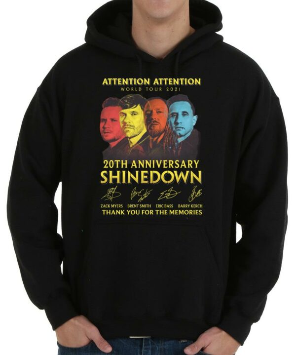 Vintage Attention World Tour Shirt, Attention World Tour 2021 20th Anniversary Shinedown Thank Memories Signatures Shirt 4