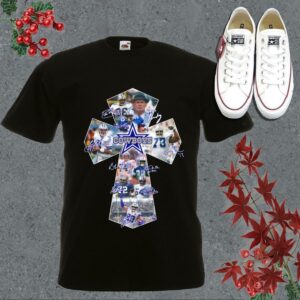 Vintage Dallas Cowboys Crucifix Shirt, Dallas Cowboys All Team Cross Signatures Shirt, Dallas Cowboys Jesus Shirt 12