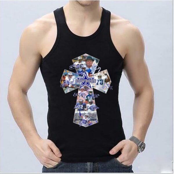 Vintage Dallas Cowboys Crucifix Shirt, Dallas Cowboys All Team Cross Signatures Shirt, Dallas Cowboys Jesus Shirt 8
