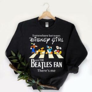 Vintage Disney Abbey Road Shirt, Somewhere Between Disney Girl Abbey Road And The Beatles Fan There's Me Shirt 5