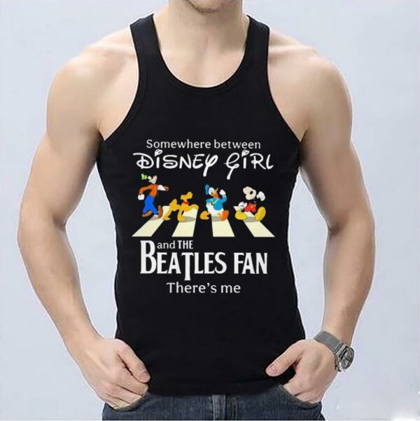 Vintage Disney Abbey Road Shirt, Somewhere Between Disney Girl Abbey Road And The Beatles Fan There's Me Shirt 3