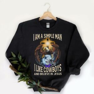Vintage Eagles Shirt, I Believe In Jesus Shirt, I Am Simple Man I Like Cowboys And Believe In Jesus Shirt 9