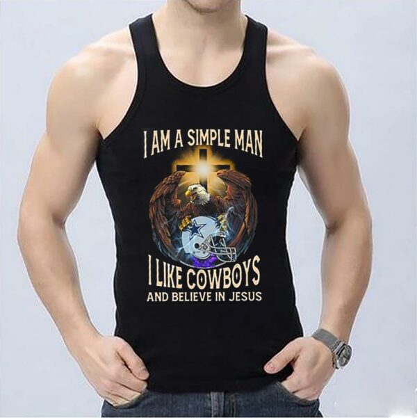 Vintage Eagles Shirt, I Believe In Jesus Shirt, I Am Simple Man I Like Cowboys And Believe In Jesus Shirt 3