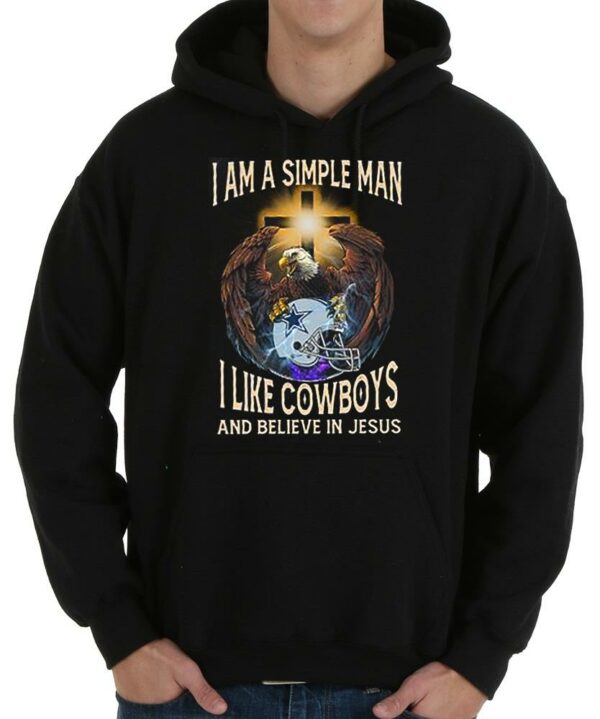Vintage Eagles Shirt, I Believe In Jesus Shirt, I Am Simple Man I Like Cowboys And Believe In Jesus Shirt 4