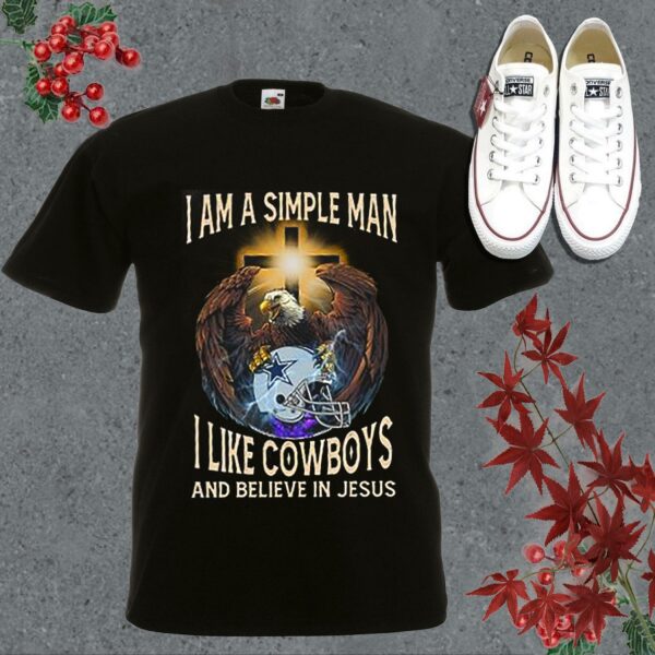Vintage Eagles Shirt, I Believe In Jesus Shirt, I Am Simple Man I Like Cowboys And Believe In Jesus Shirt 5