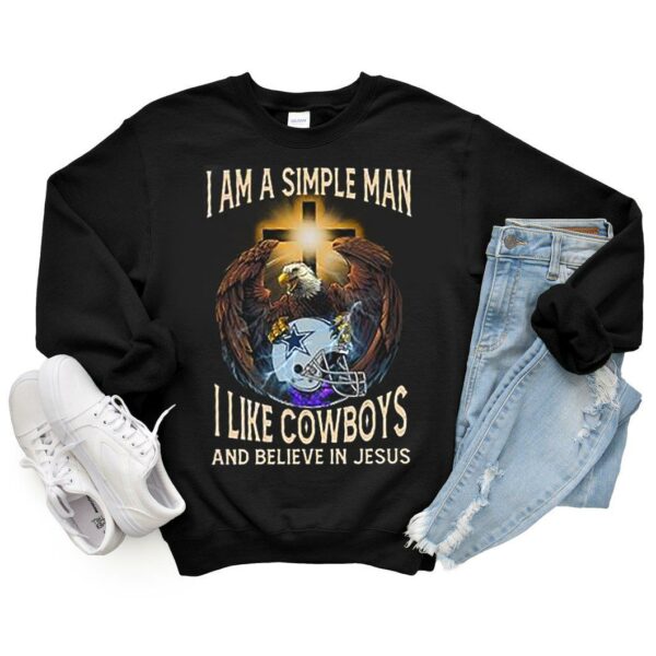 Vintage Eagles Shirt, I Believe In Jesus Shirt, I Am Simple Man I Like Cowboys And Believe In Jesus Shirt 6
