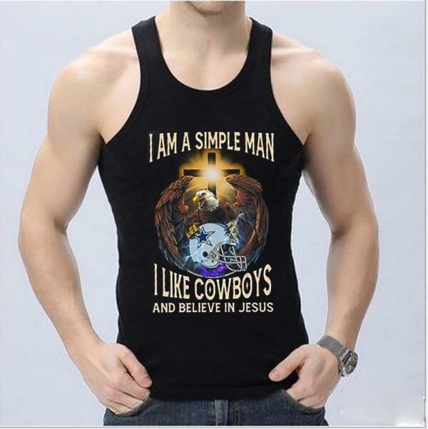Vintage Eagles Shirt, I Believe In Jesus Shirt, I Am Simple Man I Like Cowboys And Believe In Jesus Shirt 8
